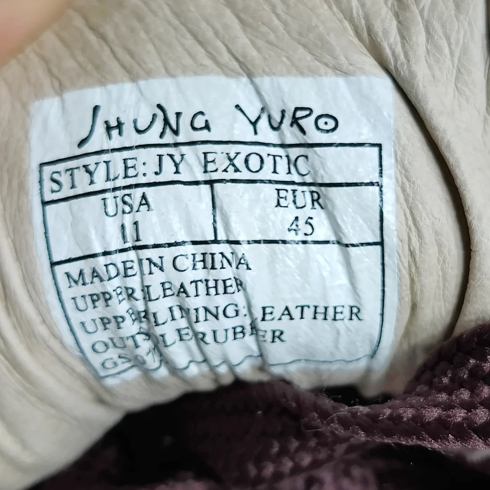 Jhung Yuro Exotic Leather Casual Grey Burgundy Sneakers Men's Shoes Size 11